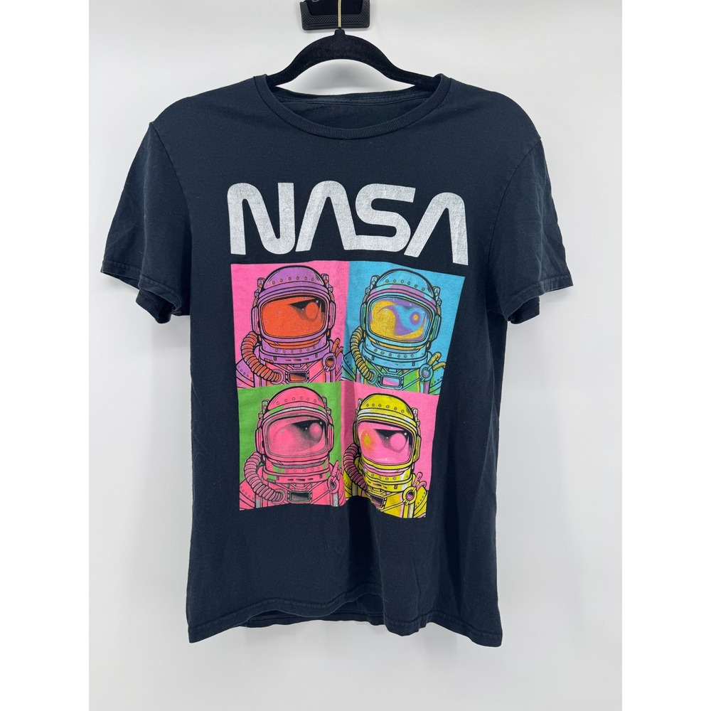 NASA Cotton Jersey T-Shirt Mens Small Pop Art Astronaut Graphic Black